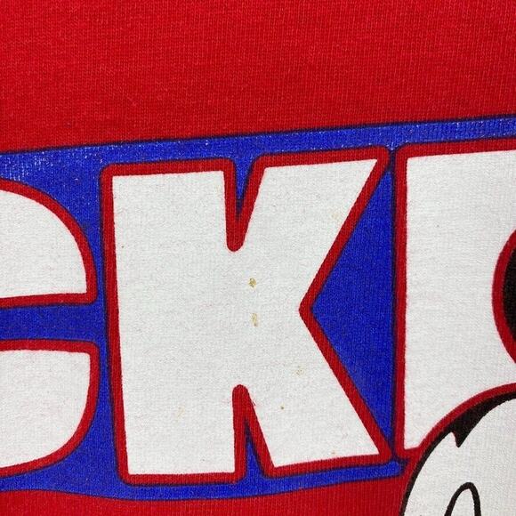 Vtg Disney Mickey Umlimited TShirt Unisex Large Red Jerry Leigh Cropped Crew - Picture 5 of 11